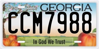 GA license plate CCM7988