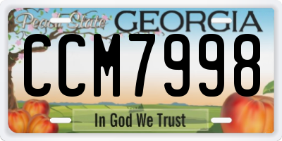 GA license plate CCM7998