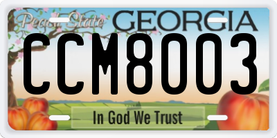 GA license plate CCM8003