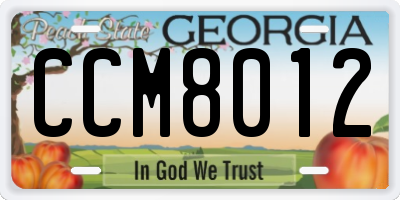 GA license plate CCM8012