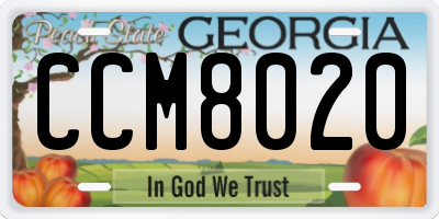 GA license plate CCM8020