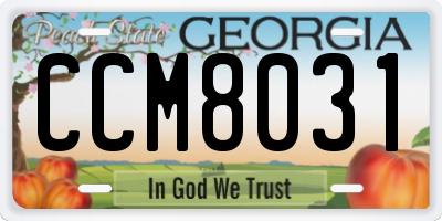 GA license plate CCM8031