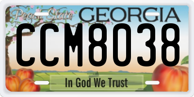 GA license plate CCM8038