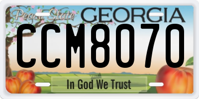 GA license plate CCM8070