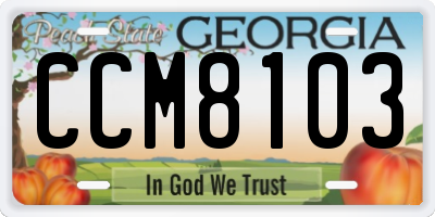 GA license plate CCM8103