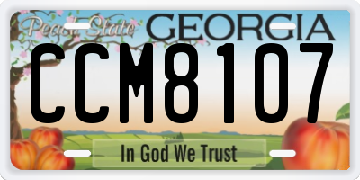 GA license plate CCM8107