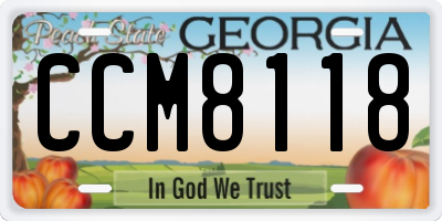 GA license plate CCM8118