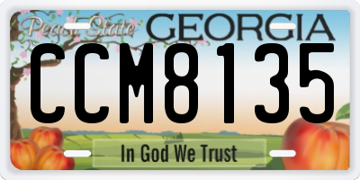 GA license plate CCM8135