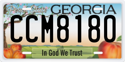 GA license plate CCM8180