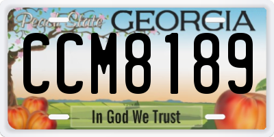 GA license plate CCM8189
