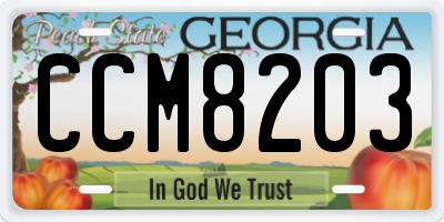 GA license plate CCM8203