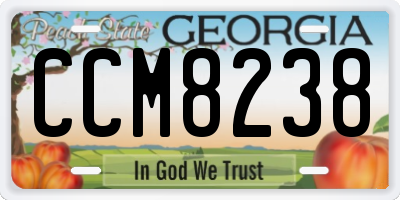 GA license plate CCM8238
