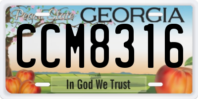 GA license plate CCM8316