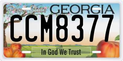 GA license plate CCM8377