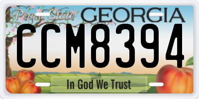 GA license plate CCM8394