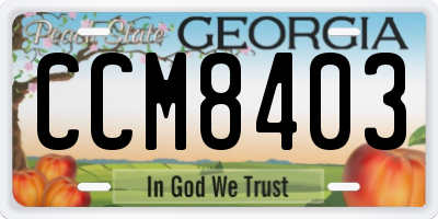 GA license plate CCM8403