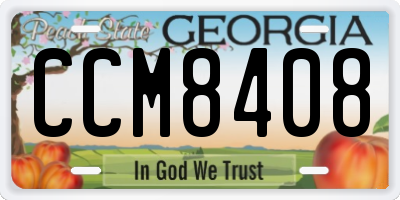 GA license plate CCM8408