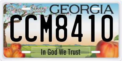 GA license plate CCM8410