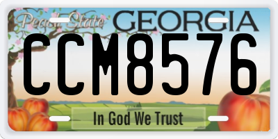 GA license plate CCM8576