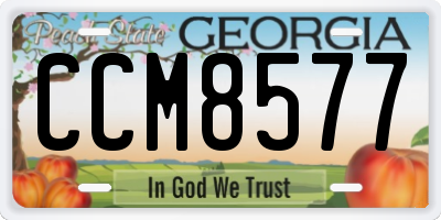 GA license plate CCM8577