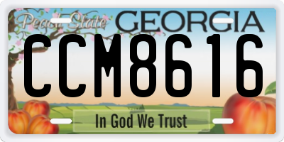 GA license plate CCM8616