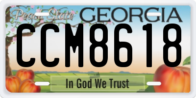 GA license plate CCM8618