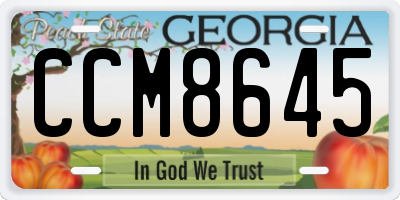 GA license plate CCM8645