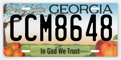 GA license plate CCM8648