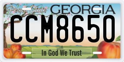 GA license plate CCM8650