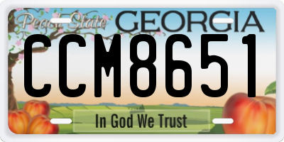 GA license plate CCM8651