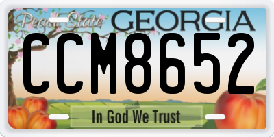 GA license plate CCM8652
