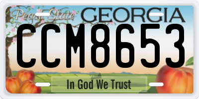 GA license plate CCM8653