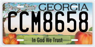GA license plate CCM8658