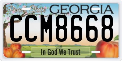 GA license plate CCM8668