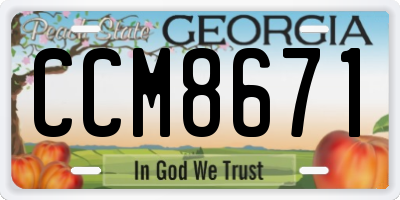 GA license plate CCM8671
