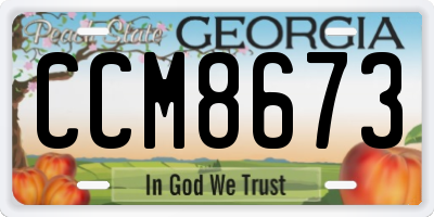 GA license plate CCM8673