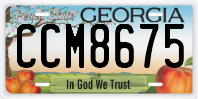 GA license plate CCM8675