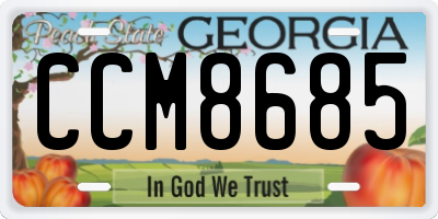GA license plate CCM8685
