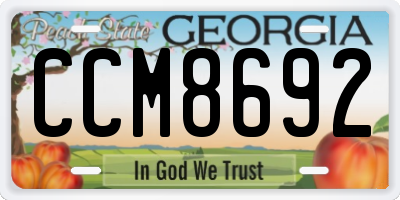 GA license plate CCM8692