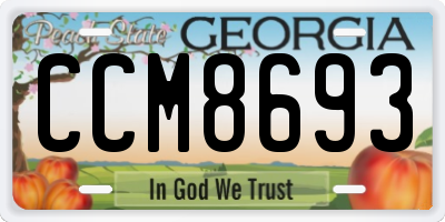GA license plate CCM8693