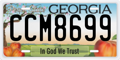 GA license plate CCM8699