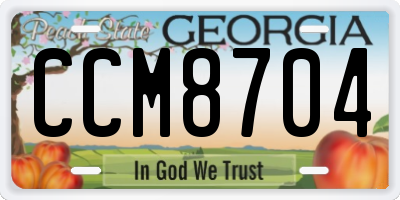 GA license plate CCM8704
