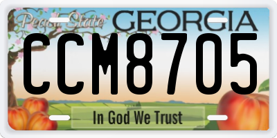 GA license plate CCM8705