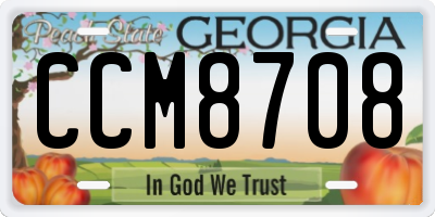 GA license plate CCM8708