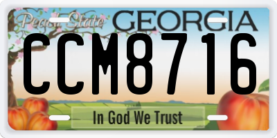 GA license plate CCM8716