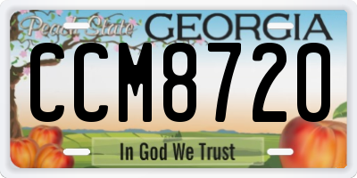 GA license plate CCM8720