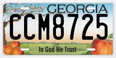GA license plate CCM8725