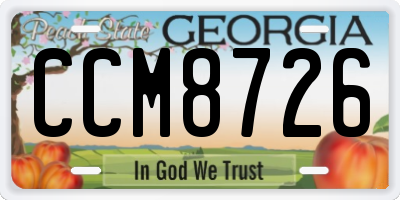 GA license plate CCM8726