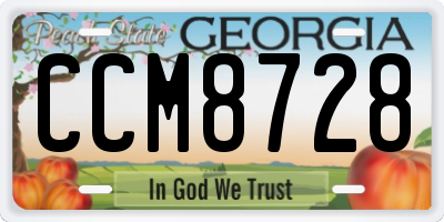 GA license plate CCM8728