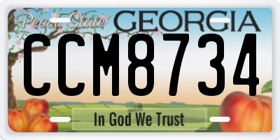 GA license plate CCM8734